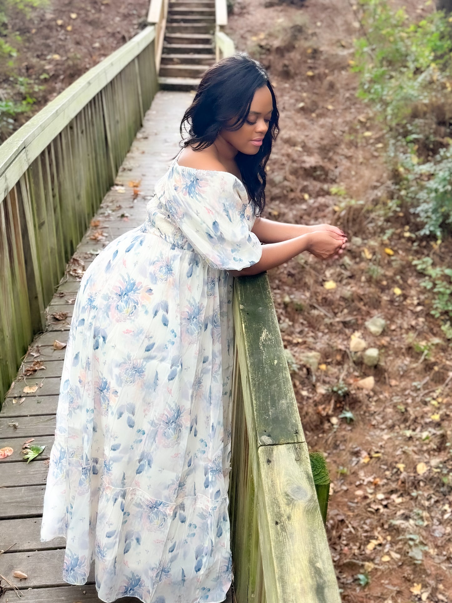 Gentle Yet Strong Balloon Sleeve Floral Dress