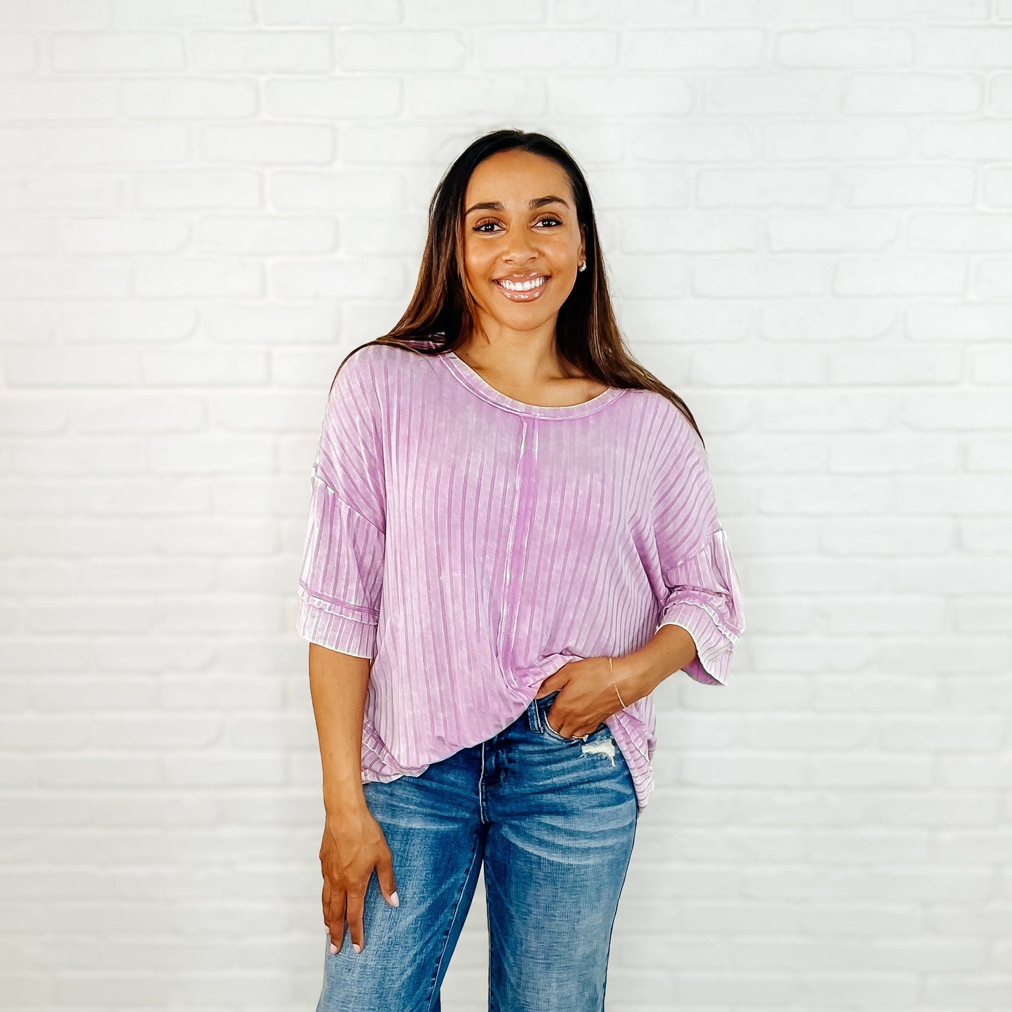 Loosely Speaking Oversized Basic Top in Mauve