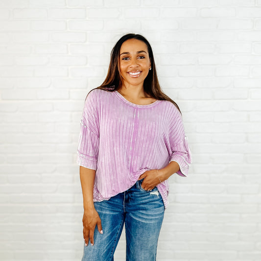 Loosely Speaking Oversized Basic Top in Mauve